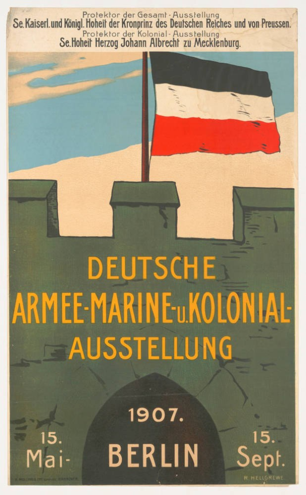 Deutsche Flagge über Text auf einem Plakat