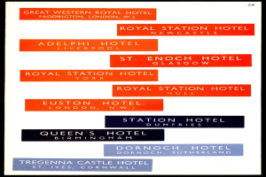 Ein schwarzes Plakat mit verschiedenen Hotelarten in weißer Schrift.