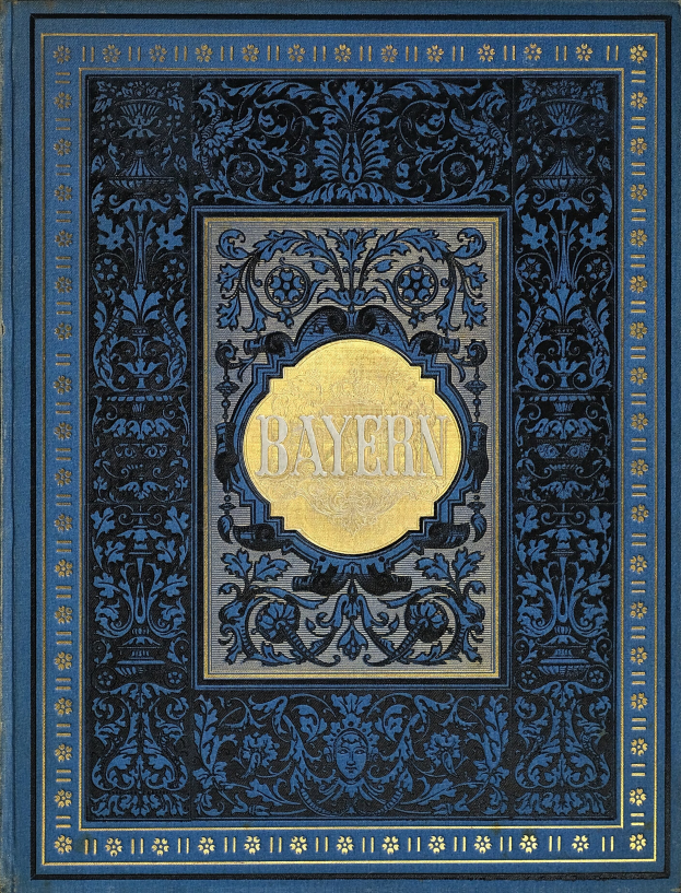 Ein blau-goldenes Buch mit der Aufschrift "Bayern" und detaillierten Designs.