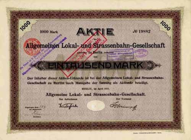 Alte deutsche Regierungspapieraktie mit gedrucktem Text und numerischen Figuren.