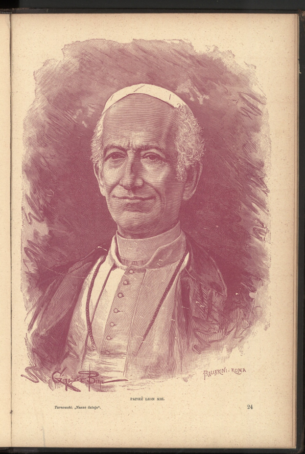 Porträt von Papst Johannes Paul II. in einer weißen Soutane und einem weißen Birett, der vor einem weißen Hintergrund steht und einen friedlichen Gesichtsausdruck hat.