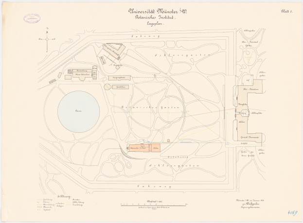 Detailierte Karte von Berlin, Deutschland, mit der Universität Münster im Zentrum und beschrifteten Gebäuden, Straßen und Annehmlichkeiten.